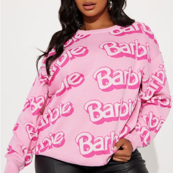 Barbie Pink Knit Oversized Sweater - Picture 1 of 5